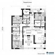 Планировки: Одноэтажный коттедж из газобетона по проекту М468 